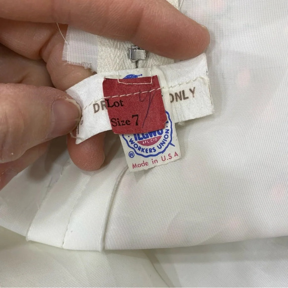 Vintage Union Made pink chiffon ruffle prom formal maxi dress Sz 7 small - Picture 4 of 10